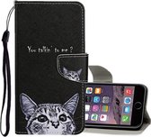 Voor iPhone 6 Plus / 6s Plus Gekleurde tekening patroon Horizontale flip lederen tas met houder & kaartsleuven & portemonnee (kleine kat)