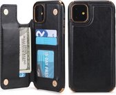 Voor iPhone 11 POLA TPU + pc-beplating Volledige dekking Beschermhoes met houder & kaartsleuven en fotolijst (zwart)