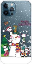 Christmas Series Clear TPU beschermhoes voor iPhone 11 Pro (Penguin Family)