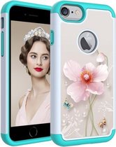 Kleurentekeningpatroon PC + TPU beschermhoes voor iPhone 6 Plus / 6s Plus (Pearl Flower)