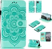 Voor Google Pixel 5 XL Mandala Embossing Pattern Horizontale Flip PU lederen tas met houder & kaartsleuven & Walle & Lanyard (groen)