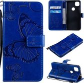 Voor Google Pixel 4A 3D Vlinders Embossing Patroon Horizontale Flip Leren Case met Houder & Kaartsleuf & Portemonnee & Lanyard (Blauw)