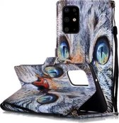 Voor Galaxy S20 + Geschilderd patroon Horizontale lederen flip-hoes met houder & kaartsleuven en portemonnee (blauwe kat)