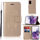 Voor Galaxy S20 Windgong Uil Embossing Patroon Horizontale Flip Leren Case, met Houder & Kaartsleuven & Portemonnee (Goud)