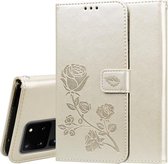 Voor Galaxy S20 Ultra Rose reliëf horizontale flip PU lederen tas met houder & kaartsleuven & portemonnee (goud)