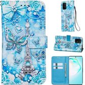 Voor Galaxy A91 Gekleurde Tekening Patroon Plain Weave Horizontale Flip Leren Case met Houder & Kaartsleuf & Portemonnee & Lanyard (Toren Vlinder)