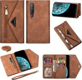 Voor Xiaomi Mi 10 Skin Feel Rits Horizontale Flip Leren Case met Houder & Kaartsleuven & Fotolijst & Lanyard & Lang Touw (Bruin)