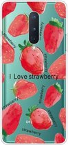 Voor OnePlus 8 schokbestendig geverfd transparant TPU beschermhoes (LOVE Strawberry)