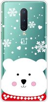 Voor OnePlus 8 Christmas Series transparante TPU beschermhoes (Chubby White Bear)