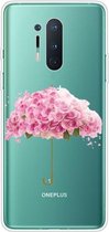 Voor OnePlus 8 Pro schokbestendig geverfd transparant TPU beschermhoes (bloemenparaplu)