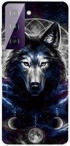 Voor Samsung Galaxy S21 5G schokbestendig geverfd transparant TPU beschermhoes (Magic Wolf)