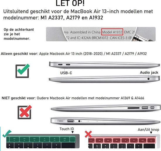 Coque Macbook Air M1 2020/2021 avec protection d'écran Macbook Air (A2337)  - Coque