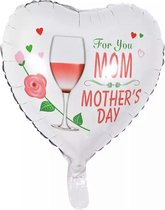 Happy Mother's Day folie ballon rond GEVULD met HELIUM- Wijn glas- wine bottle | Moederdag ballon