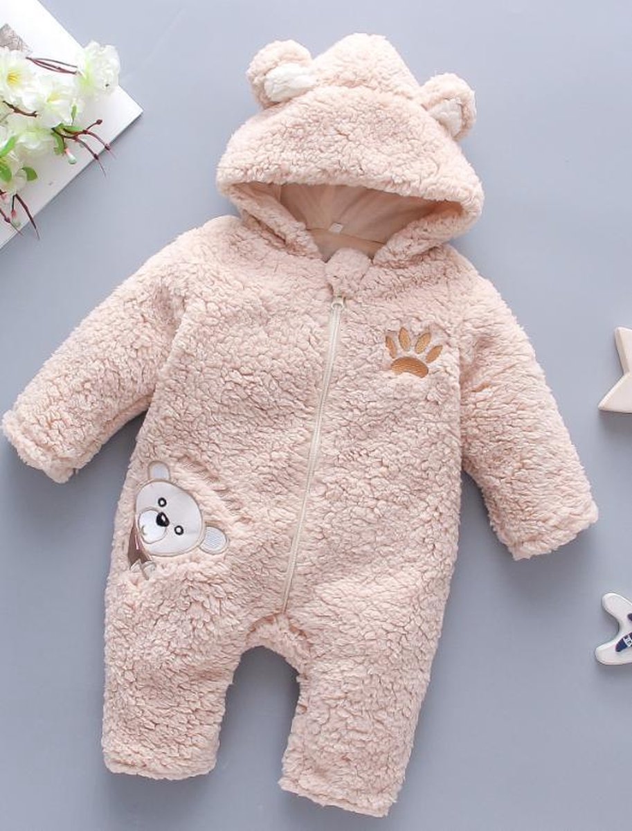 Budino® Baby Onesie - Baby Romper - Baby Pyjama - Baby Pakje - Baby Verkleedkleding - Carnavalskleding - Dier - Dear Beer - Beige — afbeelding 3