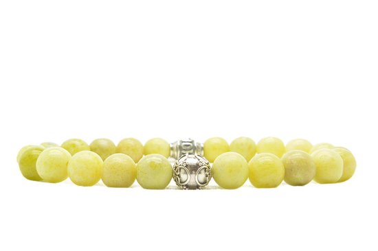 Beaddhism - Armband - Matt Lemon - Zilver - Eva - 8 mm - 23 cm