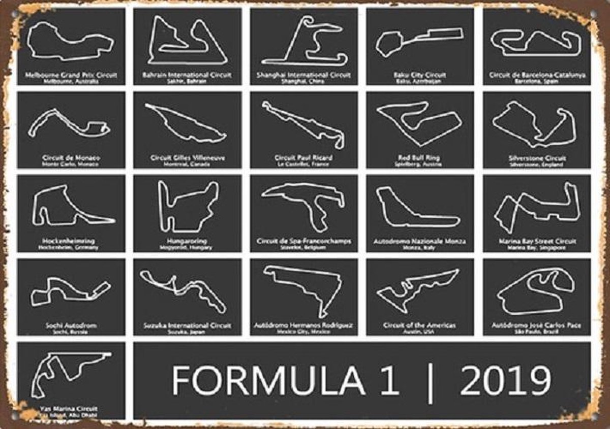 Wandbord – Circuit de Monaco - Metalen wandbord - Wandborden – Formule Wandbord – Circuit de Monaco - Metalen wandbord - Wandborden – Formule