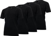 4-pak Heren t-shirts Gentlemen longfit ( extra lang ), 100% katoen voorgekrompen zwart V-hals L