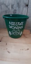 Emmer - Tekst - 5 liter - Nieuwe Woning - Groen - Kado - Gift