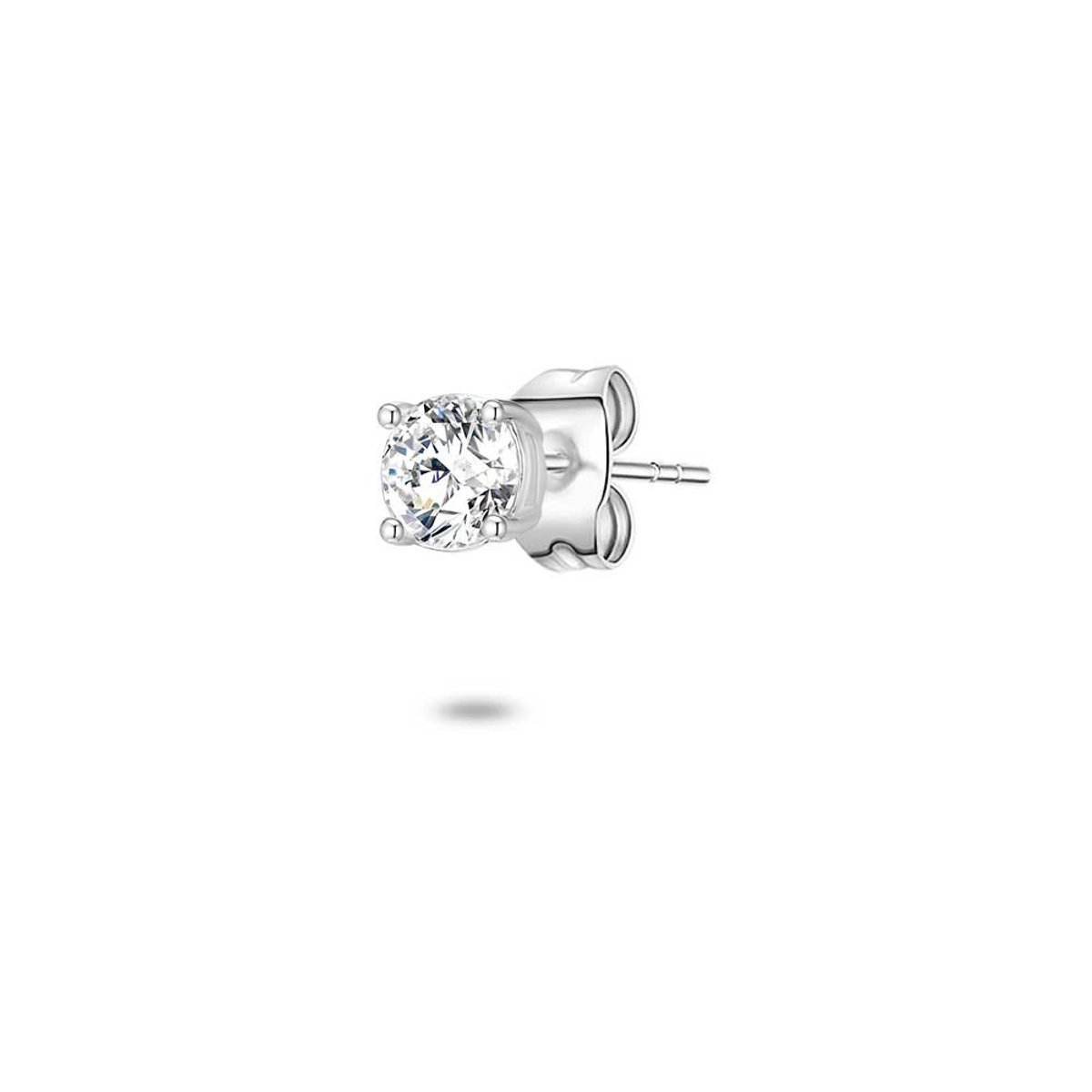 Twice As Nice Oorbel in zilver, een zirkonia van 4 mm