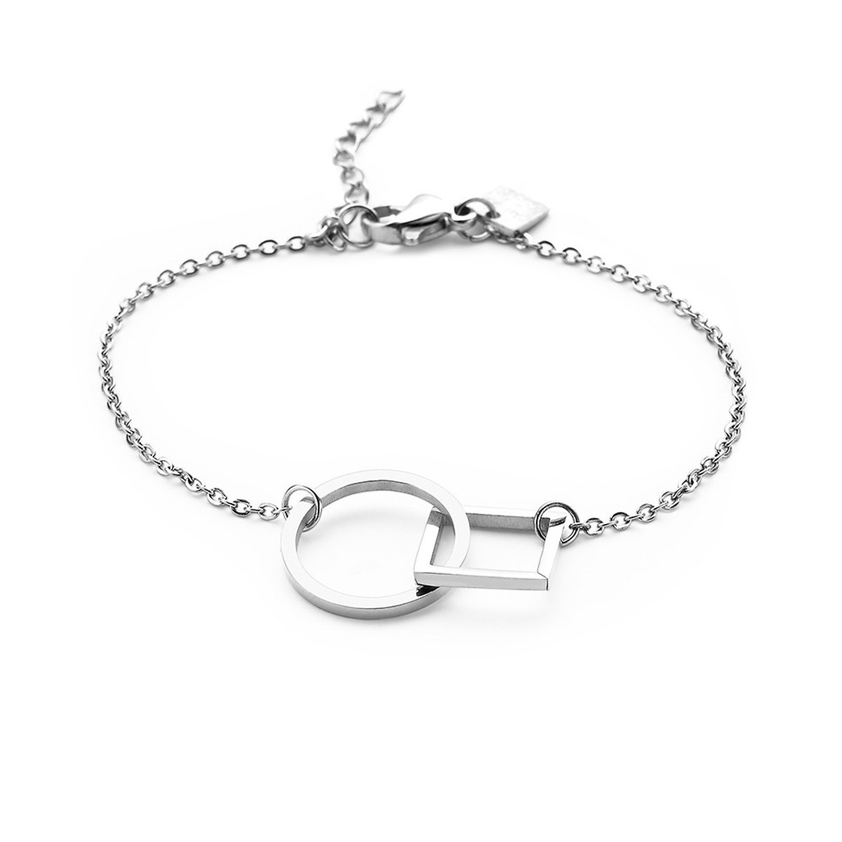 Twice As Nice Armband in edelstaal, geometrisch 17cm+2cm