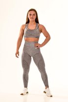Vital extended sportoutfit / fitness kleding set voor dames / fitness legging + sport bh (grijs)