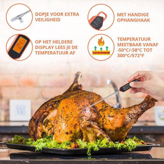 Thermomètre de cuisine Mancor - Numérique - Thermomètre alimentaire - Rapide et précis - Thermomètre à viande