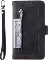 Samsung Galaxy S21 Hoesje - Mobigear - Zipper Serie - Kunstlederen Bookcase - Zwart - Hoesje Geschikt Voor Samsung Galaxy S21