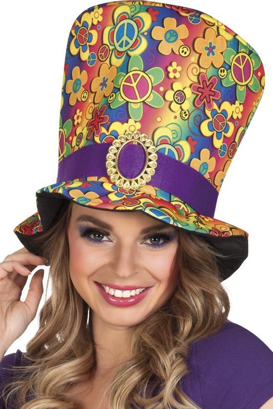 Chapeau haut de forme hippie multicolore adulte - Coiffure habillée | bol