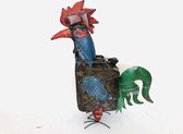 Gerecycled metalen decoratie Haan | rooster jerrycan | 86x21x105 | mix colour