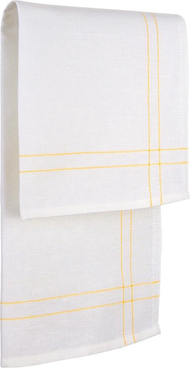 Goedkoopste Treb Horecalinnen Opdiendoeken 4 Stuks Wit met Gele Strepen 50x65cm - Treb Towels