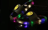 Lichtgevende LED Slippers Smiley - Zwart - Maat 34/35