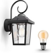 Philips Buzzard Wandlamp Buiten - Inclusief Philips Hue White Filament Lamp E27 - Weerbestendige Muurlamp - Tuinverlichting - Buitenlamp - Zwart