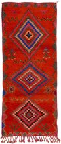 Vloerkleed Vintage - Marokkaans Vloerkleed - 235 x 100 cm - Loper - Handgemaakt, Kleurrijk & Uniek - Gemaakt van 100% wol - Hoogpolig Azilal Vloerkleed - Vloerkleed voor in de gang