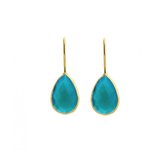 Dames Oorbellen Goudkleurig Groene Blauwe Topaas Druppel Mini (14K Gold Plated) | kerstcadeau dames