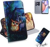 Voor Galaxy A10s Schilderen Patroon Gekleurde Tekening Horizontale Flip Leren Case met Houder & Kaartsleuven & Portemonnee (Olieverf Uil)