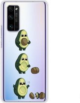 Voor Huawei Honor 30 gekleurd tekeningpatroon zeer transparant TPU beschermhoes (avocado)
