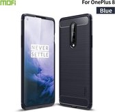 Voor OnePlus 8 MOFI Gentleness-serie geborstelde textuur koolstofvezel zachte TPU-hoes (blauw)