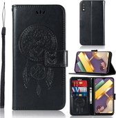 Voor LG K22 Windgong Uil Embossing Patroon Horizontale Flip Leren Case met Houder & Kaartsleuven & Portemonnee (Zwart)