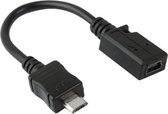Mini USB female naar micro usb male kabeladapter, lengte: 13cm (zwart)