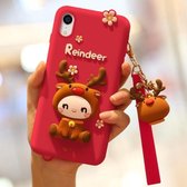 Lovely Reindeer Full Package Anti Falling Silicone Sleeve voor iPhone XR (rood)