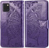 Voor Galaxy Note10 Lite / A81 / M60s Butterfly Love Flowers Embossing Horizontale Flip lederen hoes met houder & kaartsleuven & portemonnee & lanyard (donkerpaars)