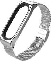 Mijobs metalen band voor Geschikt voor Xiaomi Mi Band 3 & 4 & 5 schroefloze gespstijl roestvrij stalen armband polsbandjes Vervang accessoires, host niet inbegrepen (zilver)
