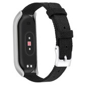 Voor Xiaomi Mi Band 4/3 XM mat zilver frame + canvas riem, maat: S (zwart)
