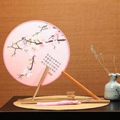 Retro-stijl Hanfu-groepventilator Beukenhouten handvat Klassieke dansventilator (Peach Blossom Dream)
