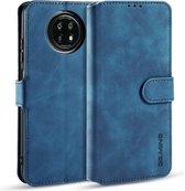 Voor Geschikt voor Xiaomi Redmi Note 9T 5G DG.MING Retro Oil Side Horizontale Flip Leather Case met houder & kaartsleuven & portemonnee (blauw)
