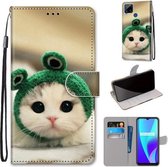 Voor OPPO Realme C15 / C12 / C25 / 7i (wereldwijd) / Narzo 20 / 30A Gekleurde tekening Cross Texture Horizontale flip PU lederen tas met houder & kaartsleuven & portemonnee & lanyard (Frog Ki
