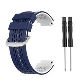 Voor Garmin Approach S2 / S4 tweekleurige siliconen vervangende band horlogeband (blauw wit)