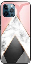 Marmer gehard glas achterkant TPU grenshoes voor iPhone 12/12 Pro (HCBL-11)