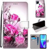 Voor OPPO Realme C15 / C12 / C25 / 7i (wereldwijd) / Narzo 20 / 30A Gekleurde tekening Cross Texture Horizontale flip PU lederen tas met houder & kaartsleuven & portemonnee & lanyard (Wild Ro