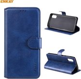 Voor Samsung Galaxy A02 / M02 EU-versie ENKAY Hat-Prince horizontale flip PU lederen tas met houder & kaartsleuven & portemonnee (donkerblauw)